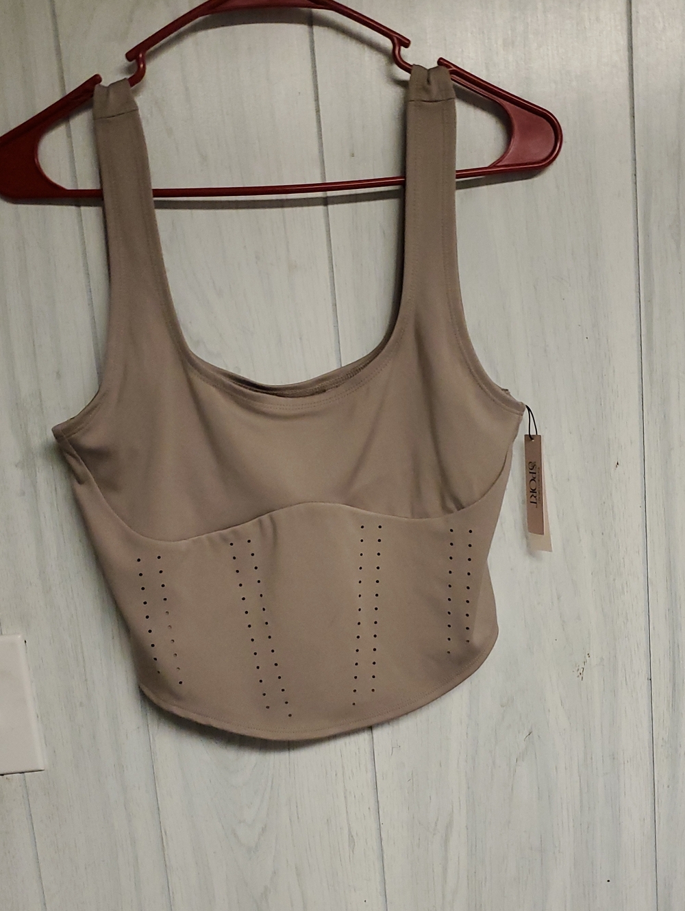 Nwt Victoria Secret Workout Crop Top Beige Lg
